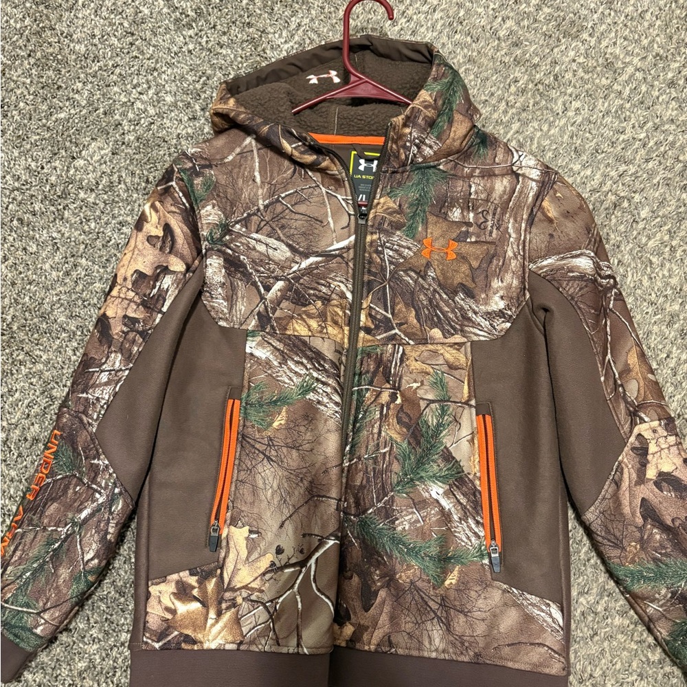 Storm Kids Camo Puffer Jacket - Brown and Orange